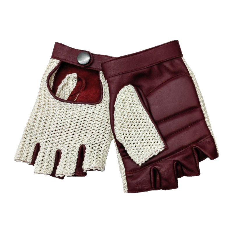 Leather Driving Glove - ถุงมือหนังแกะแท้แบบครึ่งนิ้ว สำหรับทุกเพศ เหมาะสำหรับกิจกรรมกลางแจ้ง ขับมอเตอร์ไซค์ ปั่นจักรยาน กีฬา