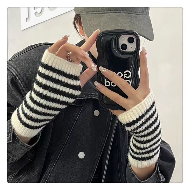 ถุงมือสั้นลายทางแบบไม่มีนิ้ว ถ - Fingerless Glove Knit บทวิจารณ์และราคา