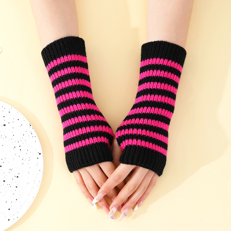 ถุงมือสั้นลายทางแบบไม่มีนิ้ว ถ - Fingerless Glove Knit บทวิจารณ์และราคา