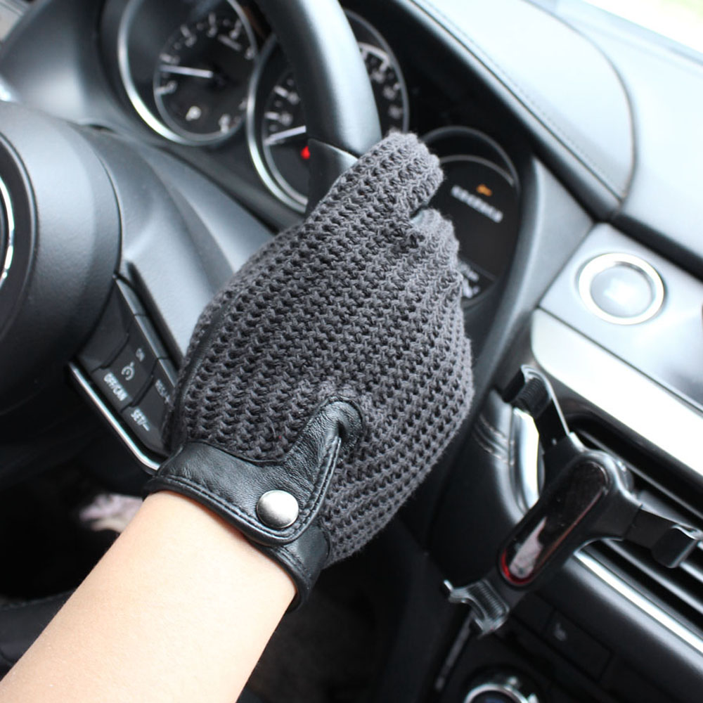 ถุงมือขับรถหนังแท้คุณภาพสูงสำห - Leather Driving Glove บทวิจารณ์และราคา