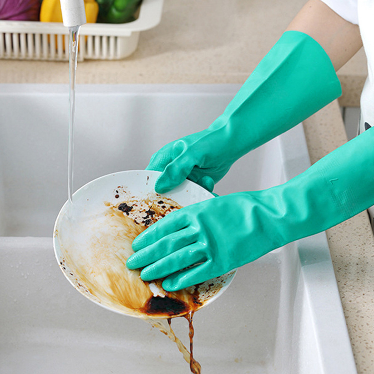 ถุงมือยางกันน้ำสำหรับล้างจาน 1 - Dish Glove Rubber บทวิจารณ์และราคา