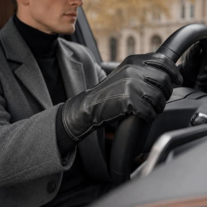 ถุงมือหนังเทียมสำหรับฤดูหนาว 1 - Leather Driving Glove บทวิจารณ์และราคา
