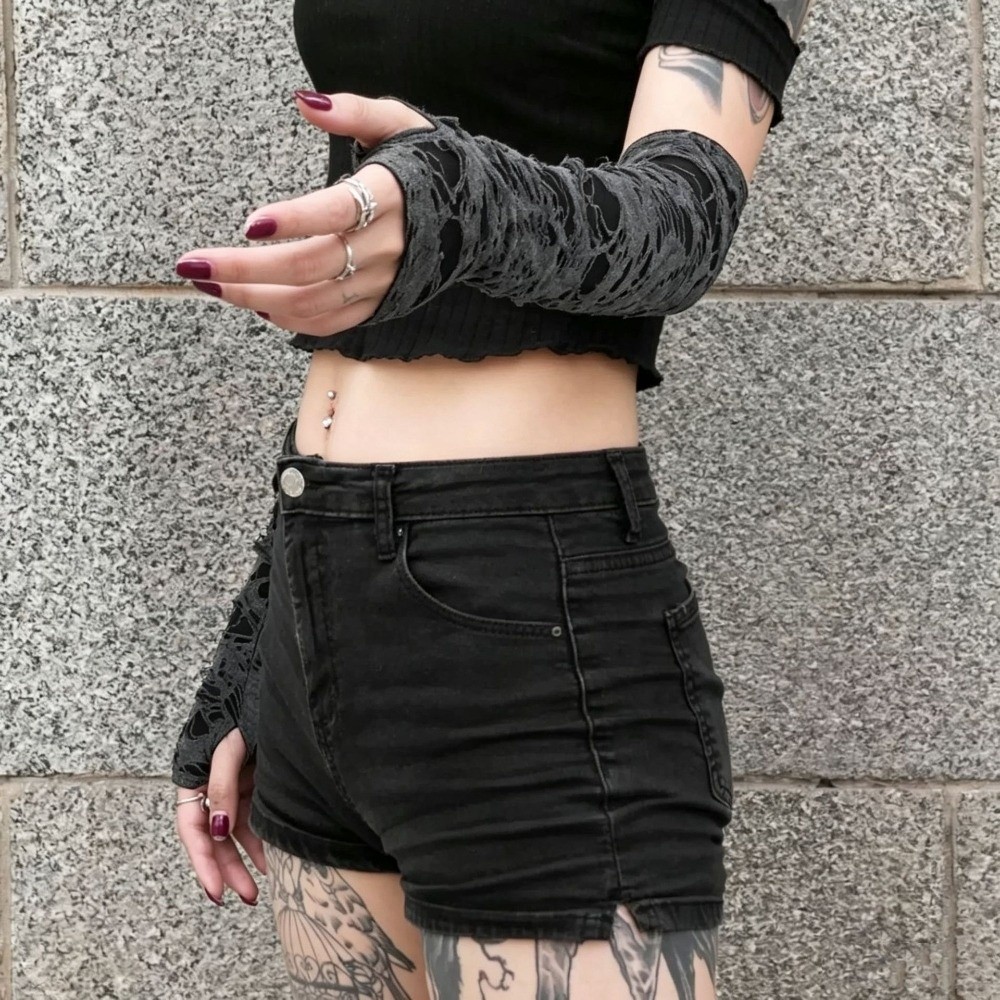 ถุงมือพังก์ยาว สไตล์ดาร์ก ดีไซ - Fingerless Glove Knit บทวิจารณ์และราคา