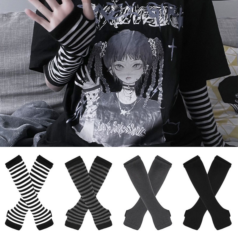 ผู้หญิงแขนยาว Gothic ลาย Finge - Fingerless Glove Knit บทวิจารณ์และราคา