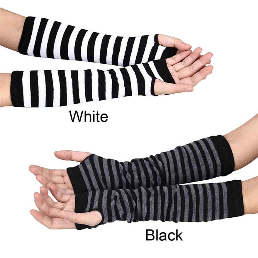 ผู้หญิงแขนยาว Gothic ลาย Finge - Fingerless Glove Knit บทวิจารณ์และราคา